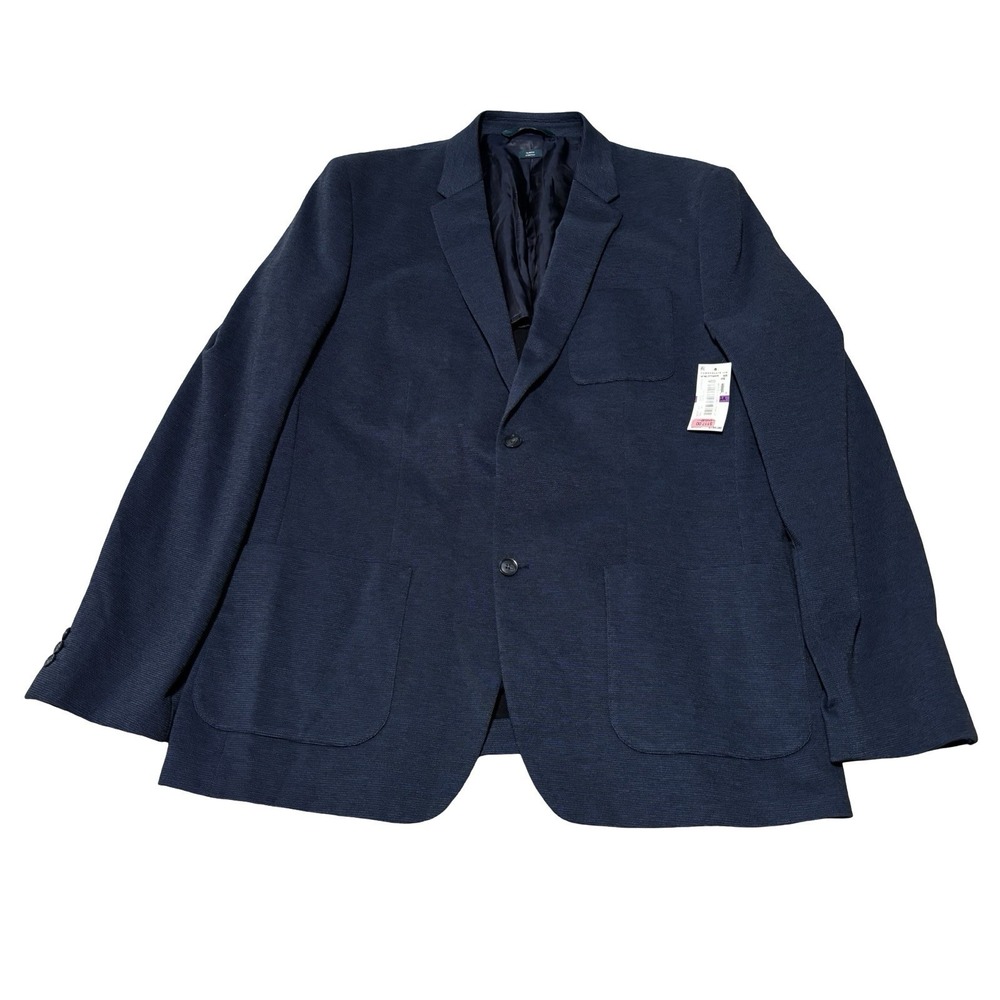NWT Perry Ellis Men's Slim Fit Stretch Blazer Navy Cotton Blend Size‎ 2XLT